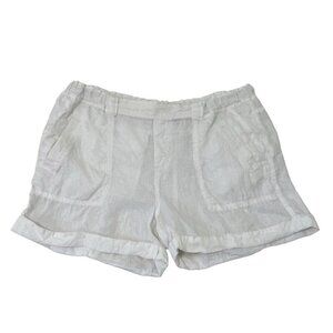 Caslon 100% Linen Pull-On Elastic Waist Shorts Pockets White size Medium